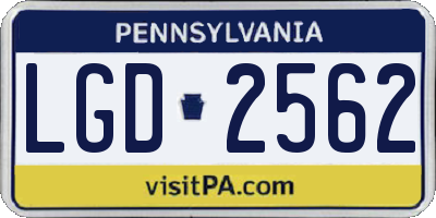 PA license plate LGD2562