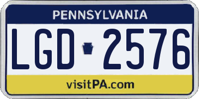 PA license plate LGD2576