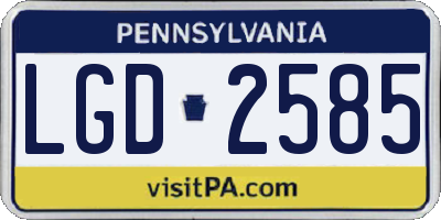 PA license plate LGD2585