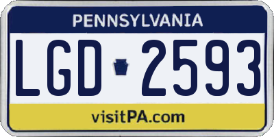 PA license plate LGD2593