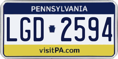 PA license plate LGD2594