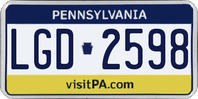 PA license plate LGD2598