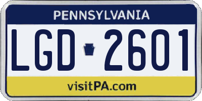 PA license plate LGD2601