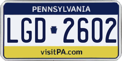 PA license plate LGD2602