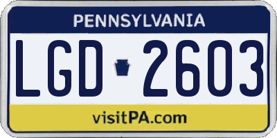 PA license plate LGD2603