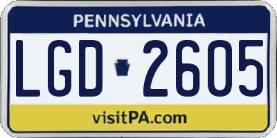PA license plate LGD2605