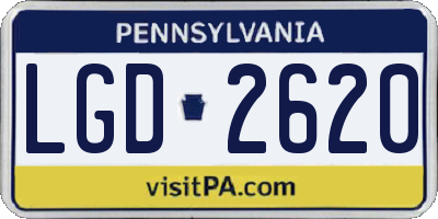 PA license plate LGD2620