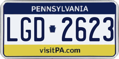PA license plate LGD2623