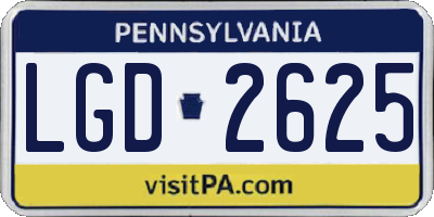 PA license plate LGD2625
