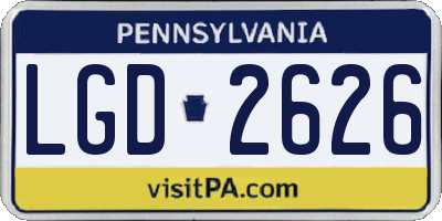 PA license plate LGD2626