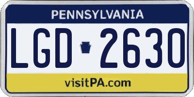 PA license plate LGD2630