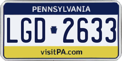 PA license plate LGD2633