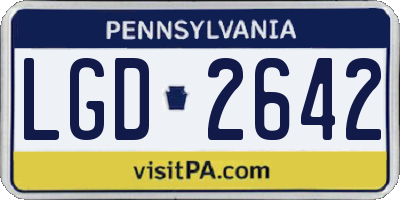 PA license plate LGD2642