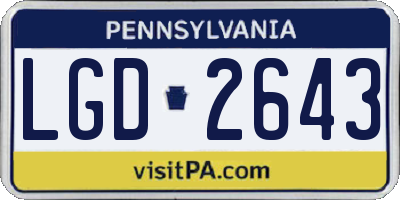 PA license plate LGD2643