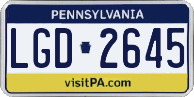 PA license plate LGD2645
