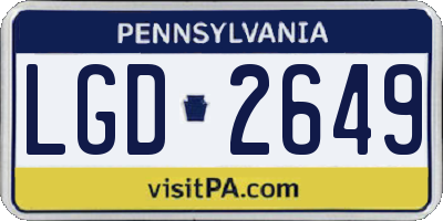 PA license plate LGD2649