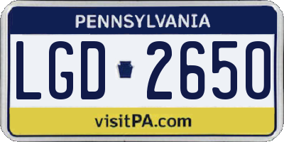 PA license plate LGD2650