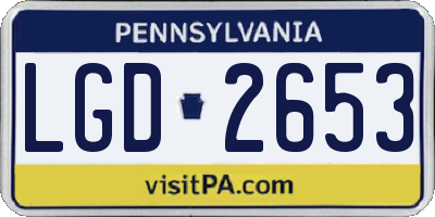 PA license plate LGD2653