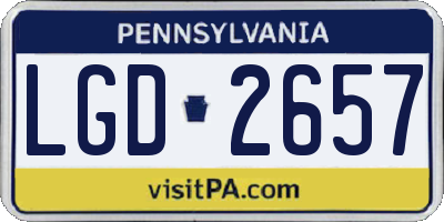 PA license plate LGD2657