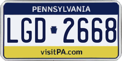 PA license plate LGD2668