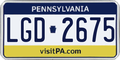 PA license plate LGD2675