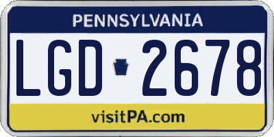 PA license plate LGD2678