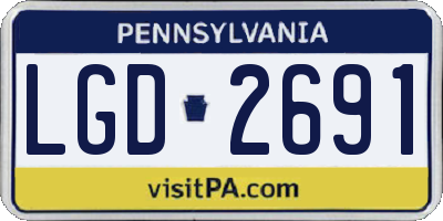 PA license plate LGD2691