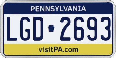 PA license plate LGD2693