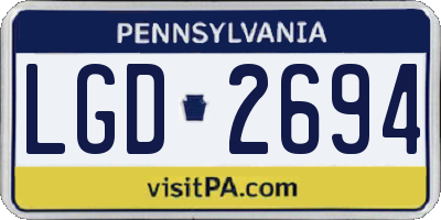 PA license plate LGD2694