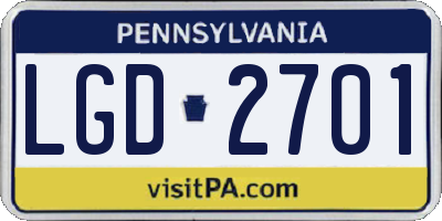 PA license plate LGD2701