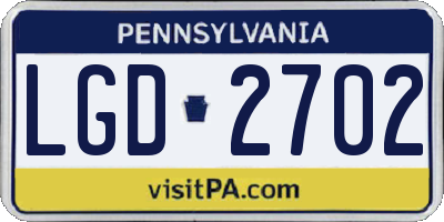 PA license plate LGD2702