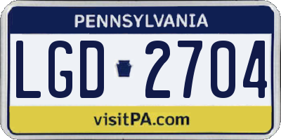 PA license plate LGD2704