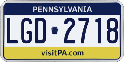 PA license plate LGD2718
