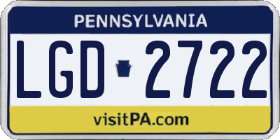 PA license plate LGD2722