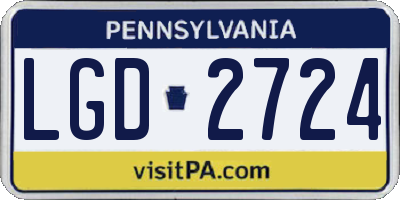 PA license plate LGD2724