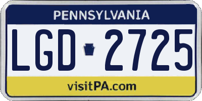 PA license plate LGD2725