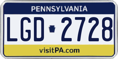 PA license plate LGD2728