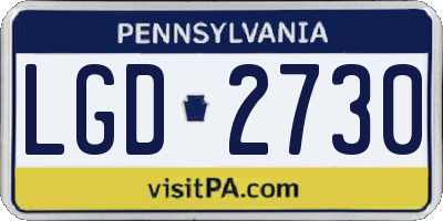 PA license plate LGD2730