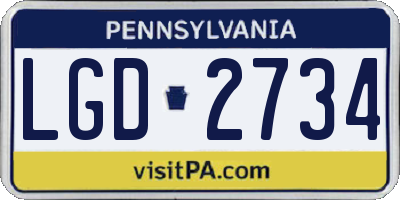 PA license plate LGD2734
