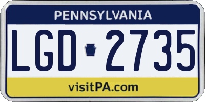 PA license plate LGD2735