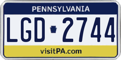 PA license plate LGD2744