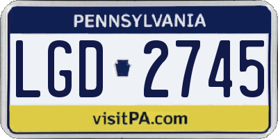 PA license plate LGD2745