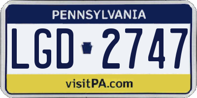 PA license plate LGD2747