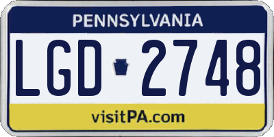 PA license plate LGD2748