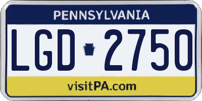 PA license plate LGD2750