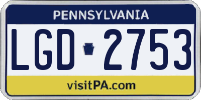 PA license plate LGD2753