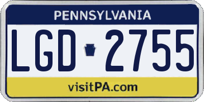 PA license plate LGD2755