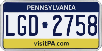 PA license plate LGD2758