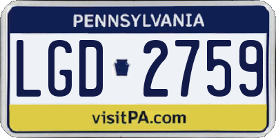PA license plate LGD2759
