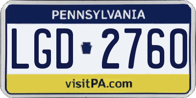 PA license plate LGD2760